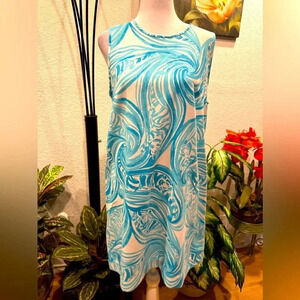 Lilly Pulitzer Blue Sabrina Sea Ruffles Tiger Wave Shift Zip mini dress size M